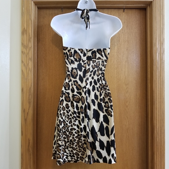 Y2K Cache Leopard Print Halter Dress XS - Picture 4 of 9
